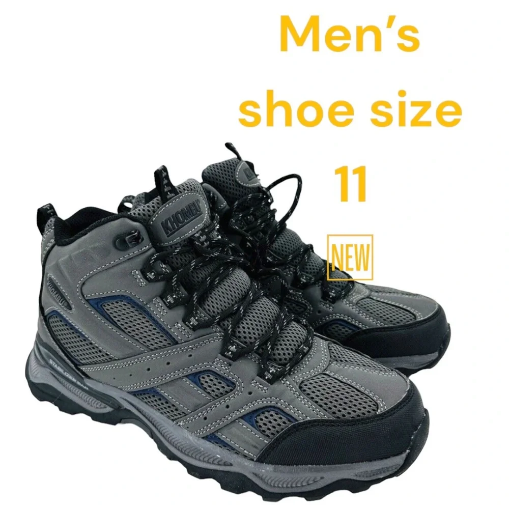 Men’s KHOMBU Luke Hikers 11 Shoe Boots Gray Memory Foam Durable Outsole NWT - Picture 1 of 8